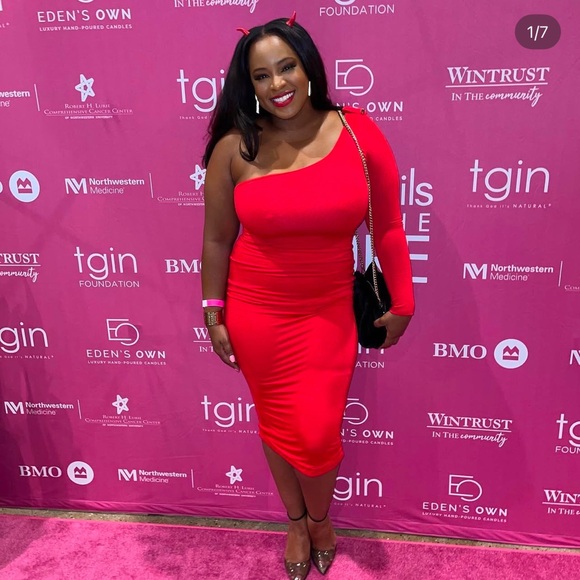 Jluxbasix Red Em One Shoulder Basic Dress - Picture 4 of 4